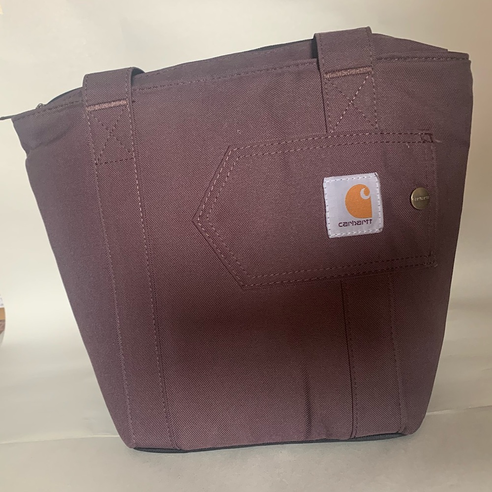 Used Carhartt Women's Insulated Lunch Cooler Tote Bag, Wine color